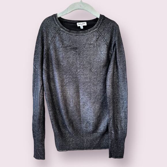 Splendid Girls Sparkly Faded Black Lightweight Sweater EUC - Picture 1 of 6
